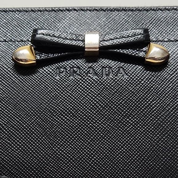 PRADA Saffiano Black Leather Zip Around Wallet EUC - Picture 5 of 11